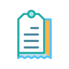 Stylized note with teal lines and decorative paper edge