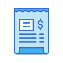 Blue illustration of a bill or receipt with dollar