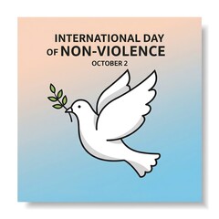 Dove carrying olive branch for international day of non violence october 2