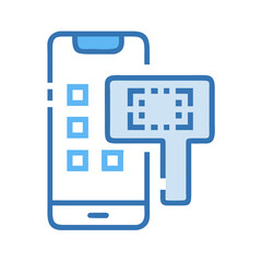 Smartphone scanning QR code icon on black background