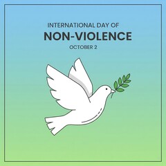 White dove with olive branch symbolizing international day of non violence