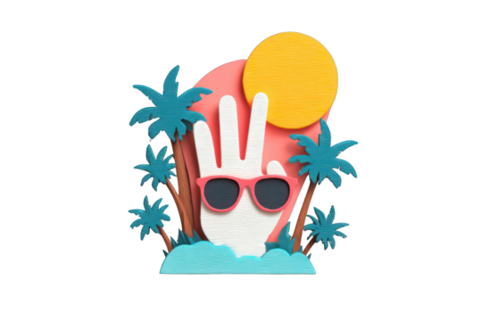 Summer vacation hand with three fingers - Powered by Adobe