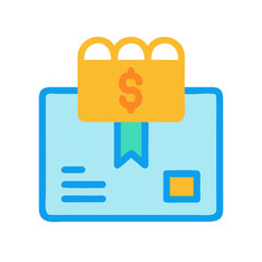 Cardboard box with dollar sign lock for online sales