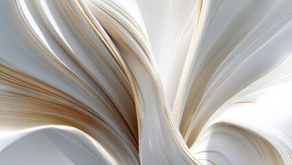 Abstract swirling forms in white and gold