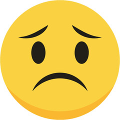 Fototapeta premium This illustration shows a simple, yellow circular emoticon with a downturned expression.