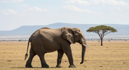 Obraz premium African elephant in savanna landscape