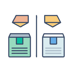 Sending and Receiving Boxes Represented in Simple Graphic Style