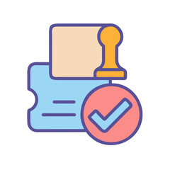 Stamp icon representing document approval in a flat design