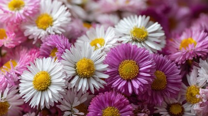 Fototapeta premium Pink and white daisies bouquet closeup