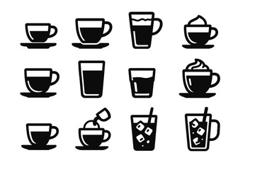 Macchiato vector brew ai cold icon coffee icons ristretto cappuccino cortado espresso