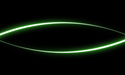 Abstract green light trails forming a symmetrical shape on a black background, creating a modern design