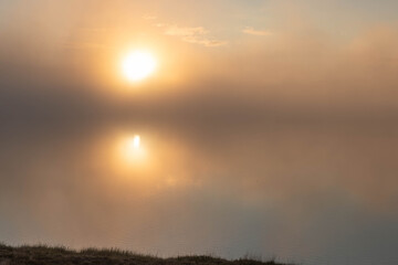 Obraz premium Altai, Lake Gusinoe. Ukok Plateau. Sunrise