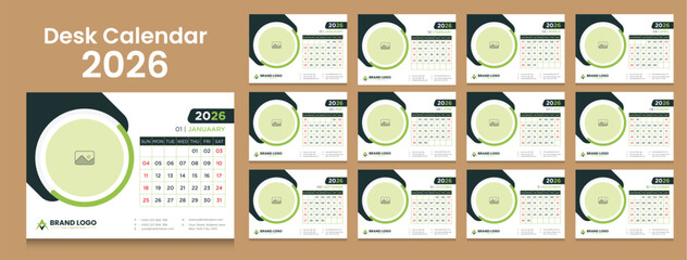 Stylish Monthly Desk Calendar Template 2026