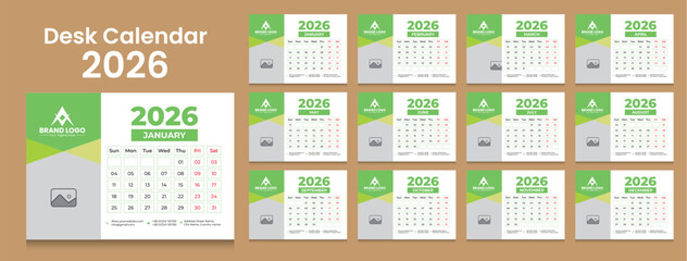 Stylish Monthly Desk Calendar Template 2026