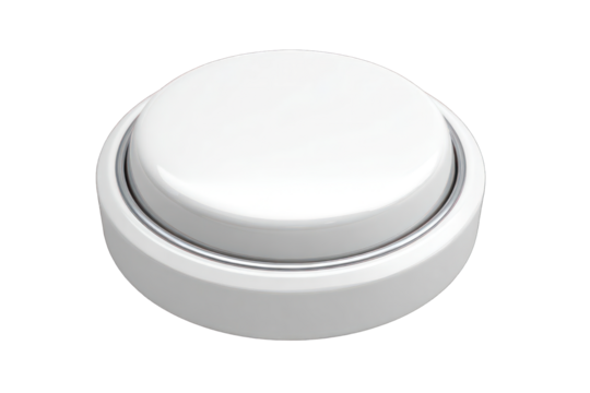 White round button.  Simple, clean design