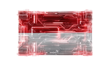 A glowing, circuit board-style representation of a flag