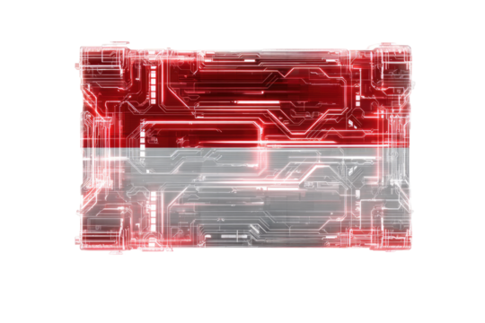 A glowing, circuit board-style representation of a flag