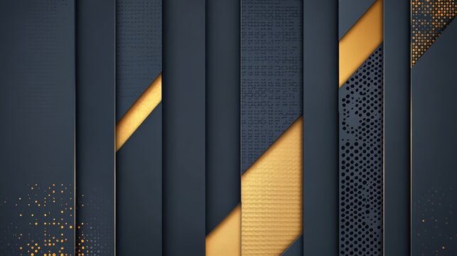 Series of black and gold stripes, creating a sleek and modern look. The gold stripes add a touch of luxury and sophistication to the overall design. The black background provides a striking contrast