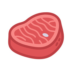 Cartoon illustration of uncooked steak on black background