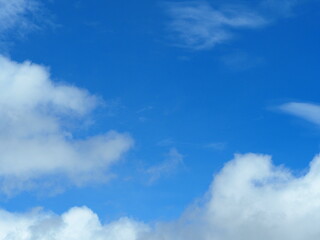 Fototapeta premium The sky is full of clouds. The clouds have gaps in the middle, so the sky looks blue. The atmosphere of the sky in summer. White clouds floating all over the sky 