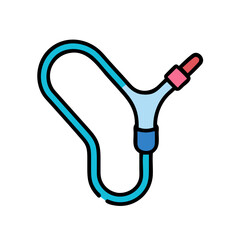 Medical tubing illustration on black background minimal art design