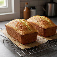 Bolos caseiros retangulares assados na grade