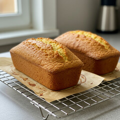 Bolos caseiros retangulares assados na grade