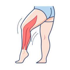 Leg muscle spasm illustration on a black background © pixora