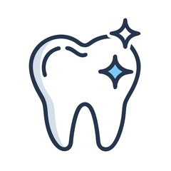 Icon illustration depicting a clean and sparkling healthy tooth