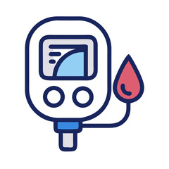 Blood Glucose Meter with Blood Drop Illustration