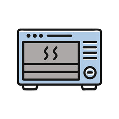 Cartoon kitchen oven on black background stock illustration