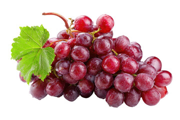 Fototapeta premium Cluster of red grapes with leaves (1)