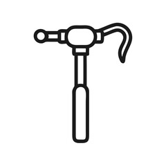 Hammer outline in black on solid background for construction