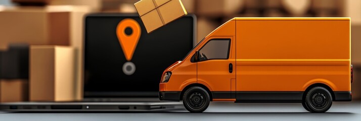 Orange Delivery Van with Tracking System