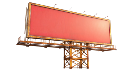 Vintage billboard with blank red surface