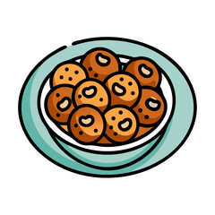Illustration of sweet brown balls on a plate