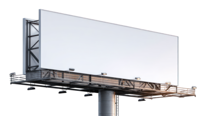 Blank billboard against a dark background.  Large, empty advertising display