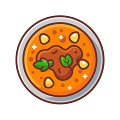 Vibrant cartoon illustration of a bowl of delicious soup