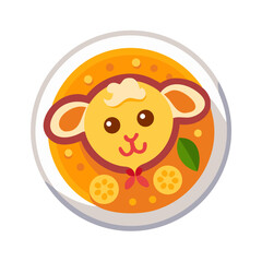 Cute Lamb Face Soup Bowl Cartoon Illustration Design