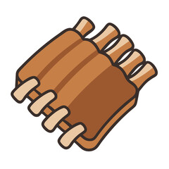 Cartoon ribs icon on black background food concept image