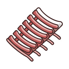 Cartoon rib rack illustration on a dark background design