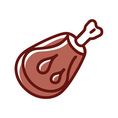 Stylized cartoon ham hock illustration isolated on black background