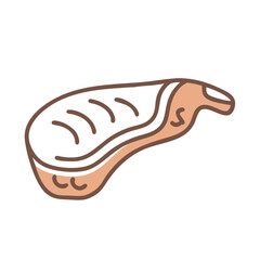 Stylized piece of cooked meat on a black backdrop