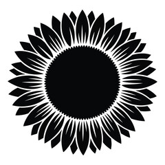  Bold black silhouette of a sunflower with intricate petals and dark center