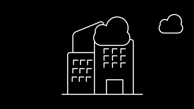 Animated city pollution icons in thin line style