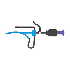 Minimalist medical device illustration on a black background