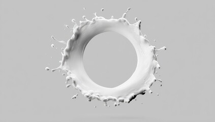 Obraz premium Milk splash forms a perfect circle against a neutral backdrop