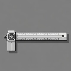 A detailed illustration of a vernier caliper, a precision measuring instrument, shown isolated.
