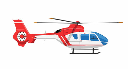 Red and White Helicopter Illustration Isolated on White Background Transportation