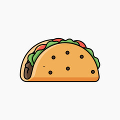 Delicious Cartoon Taco with Lettuce and Tomato Filling.